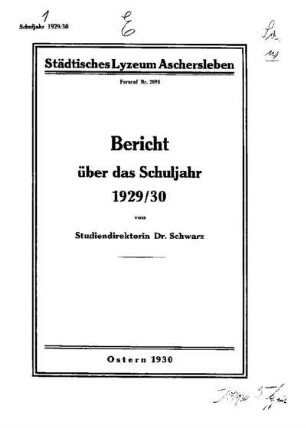 1929/30: Bericht ... - 1929/30