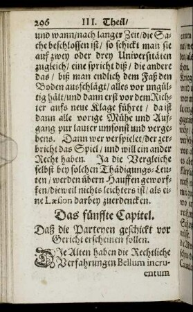 Das fünffte Capitel. Daß die Parteyen geschickt vor Gericht erscheinen sollen.