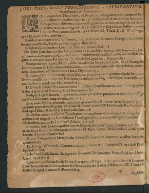 Libri Theologici Theologorum Protestantium, Pontificiorum Et Calvinianorum.
