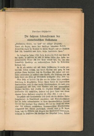Zweiter Abschnitt. Die äußeren Lebensformen des niederdeutschen Volkstums