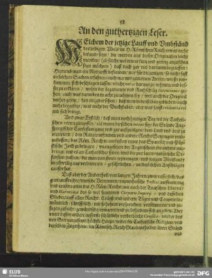 An den guthertzigen Leser