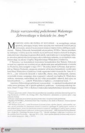 Dzieje warszawskiej polichromii Walentego Żebrowskiego w kościele św. Anny