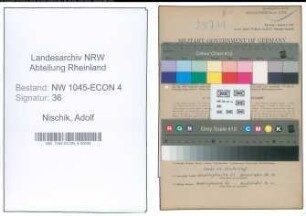 Entnazifizierung Adolf Nischik , geb. 05.02.1895 (Haendler)
