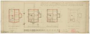 Wohnhaus Otto Ebel, Berlin-Spandau: Grundrisse Kellergeschoss, Erdgeschoss, Obergeschoss und Dachgeschoss 1:100