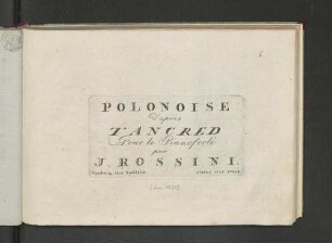 Polonaise d'après Tancred : pour le pianoforté