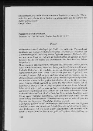 Protest von Erich Mühsam.