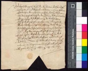 Dietrich Georg Berka von Duba bestätigt Bürgermeister und Rat der Stadt Bautzen den Empfang der zu St. Galli fälligen 11 Schock und 15 Groschen.