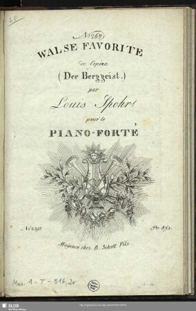 Walse favorite de l'opéra Der Berggeist pour le Piano Forte