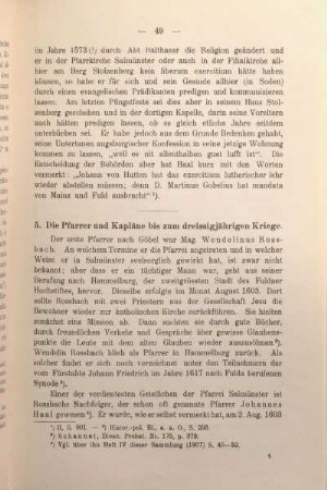 5. Die Pfarrer und Kapläne bis zum dreissigjährigen Kriege.