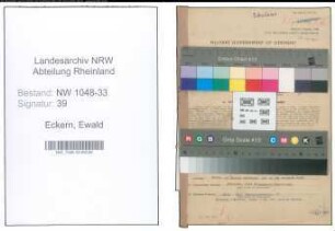 Entnazifizierung Ewald Eckern , geb. 12.06.1890 (Lehrer)
