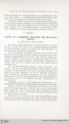 Amidol als vorzüglicher Entwickler für Bromsilber-Papiere