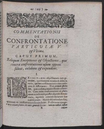Commentatiionis de Confrontatione particulae V.