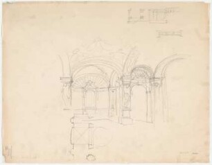 Thiersch, Friedrich von; München; Justizpalast - Innenraum (Perspektive); Teilgrundriss
