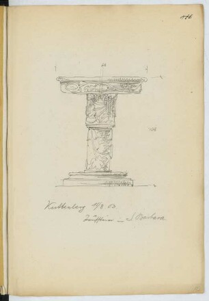 St. Barbara, Kuttenberg: Ansicht Taufbecken (aus: Skizzen- und Fotoalbum 21)