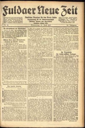 Ausgabe vom Donnerstag, den 20. April 1922.