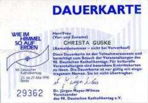 Teilnehmerausweis für den 90. Deutschen Katholikentag