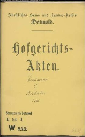 Windmeier bei Lage gegen Niebuhr zu Hardissen - Brautschatz