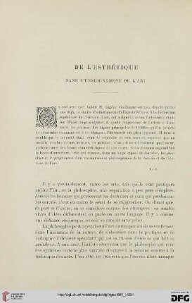 2. Pér. 33.1886: De l'esthétique dans l'enseignement de l'art