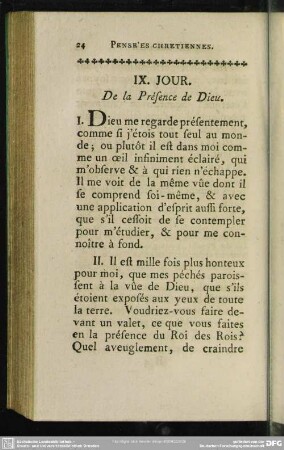 IX. Jour. De la Présence de Dieu