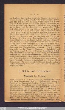 B. Städte und Ortschaften.
