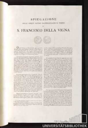 Spiegazione delle cinque Tavole rappresentanti il Tempio di S. Francesco della Vigna