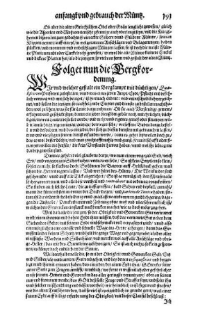 Folget nun die Bergkordenung.