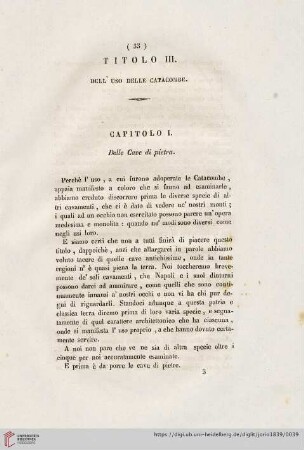 Titolo III: Dell' uso delle Catacombe