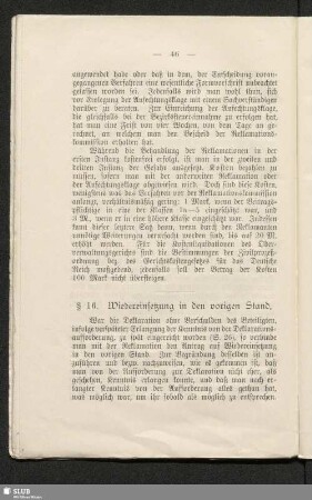 § 16. Wiedereinsetzung in den vorigen Stand