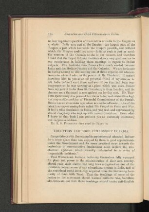 Education and Good Citizenship in India. By S. S. Thorburn.