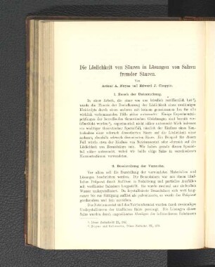 Die Löslichkeit von Säuren in Lösungen von Salzen fremder Säuren