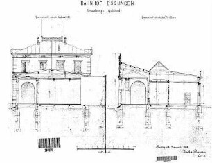 Esslingen (Neckar): Empfangsgebäude Wartsaal,Mittelbau Querschnitte