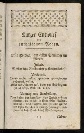 IX-XX, Erste - Vierzehnte Predigt
