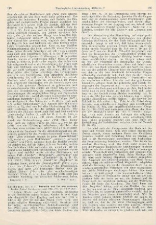 179-181 [Rezension] Lofthouse, W. F., Jeremiah and the new covenant