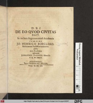 De Eo Quod Civitas Egit