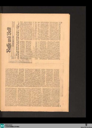 Der Führer am Sonntag : Wochenbeilage des "Führer", Rasse und Volk