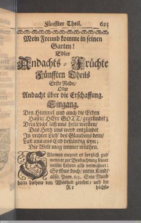 Edler Andachts-Früchte Fünfften Theils.