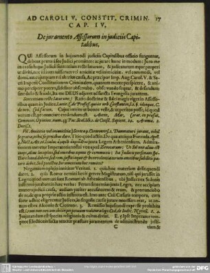Cap. IV. De iuramento Assessorum in iudiciis Capitalibus