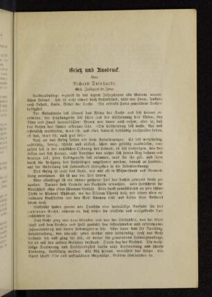 Gesetz und Ausdruck. Von Richard Deinhardt, Geh. Justizrat in Jena. Ge.