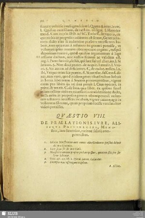 Quaestio VIII. De Praelationis Iure, Aliisque Privilegiis, Ministris, iure Saxonico, ratione salarii competentibus