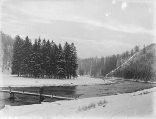 Landschaft mit Fluss : Unbekannter Ort. Landschaft mit Fluss (Saale?) im Winter