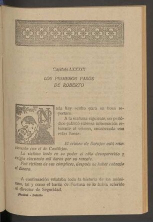 Capítulo LXXXIX - Los primeros pasos de Roberto