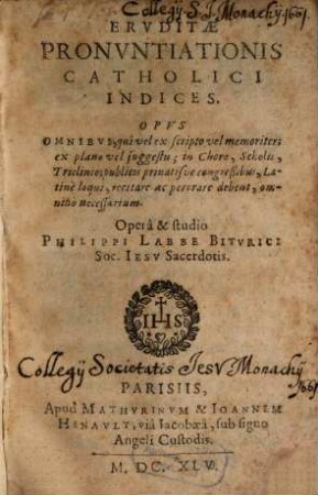 Eruditae pronuntiationis catholici indices