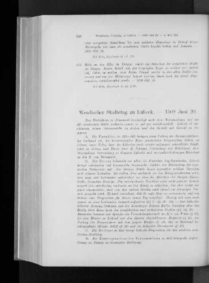 Wendischer Städtetag zu Lübeck. - 1509 Juni 20.