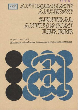 Nr. 1381: Nordische u. Englische Literatur- u. Sprachwissenschaft
