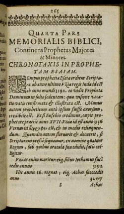 Chronotaxis in Prophetam Esaiam.