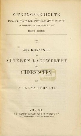 Zur Kenntniss der älteren Lautwerte des Chinesischen