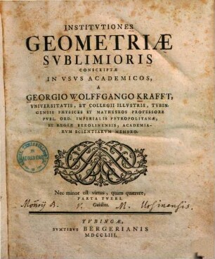 Institutiones geometricae sublimioris