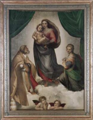 Die Sixtinische Madonna : Raffael, Raffaello Santi. Die Sixtinische Madonna (mit Rahmen). Öl auf Leinwand; 265 x 196 cm. 1512/1513