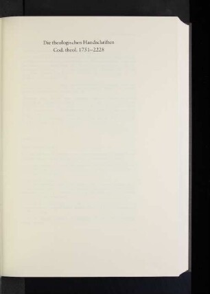 Die theologischen Handschriften Cod. theol. 1751-2228