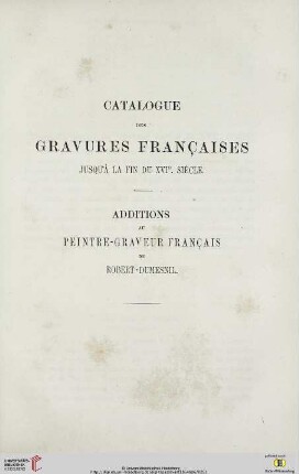 Catalogue des gravures françaises jusqu’à la fin du XVIe. Siècle